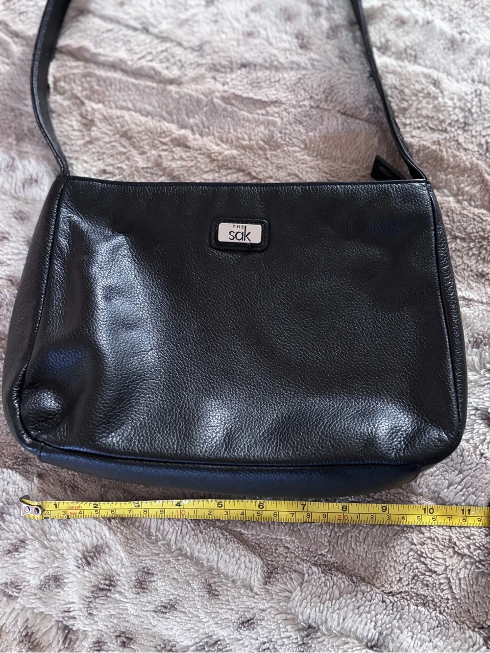 The Sak Hobo Soft Black Pebble Leather Shoulder Bag Purse Handbag